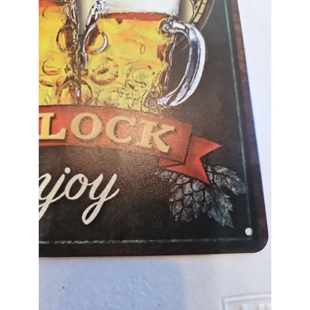 Its Beer OClock Enjoy 8x12 Rustic Metal Tin Sign Bar Pub Lounge Wall Decor